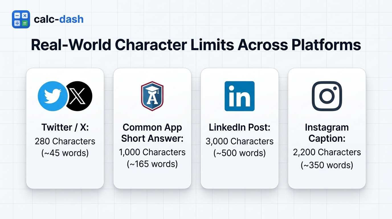 Real-World Character Limits Across Platforms - CalcDash