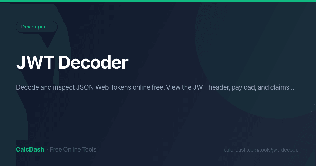 JWT Decoder | Decode JWT tokens Free Onlin | Calc Dash | CalcDash