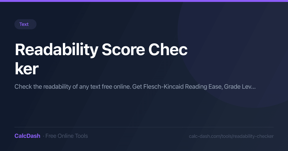 Readability Score Checker | Free Readability Checker | Calc Dash | CalcDash