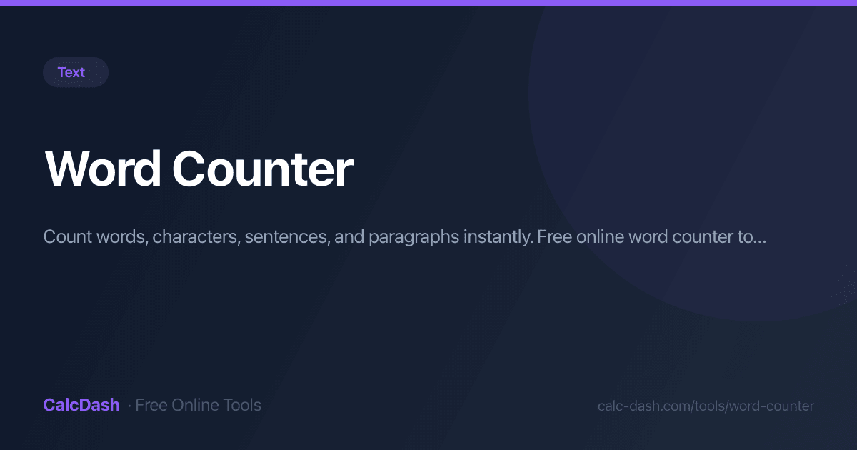 Word Counter | Count Word, Character & Sentences | Calc Dash | CalcDash