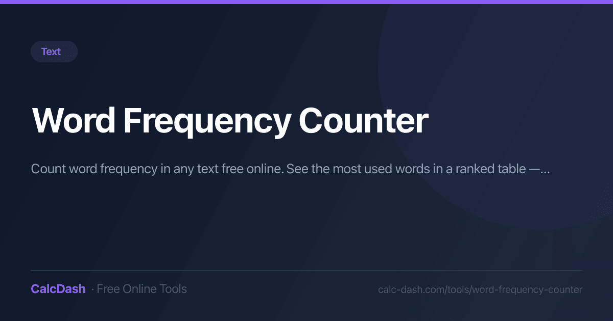 Word Frequency Counter | Keyword Analysis Tool | Calc Dash | CalcDash